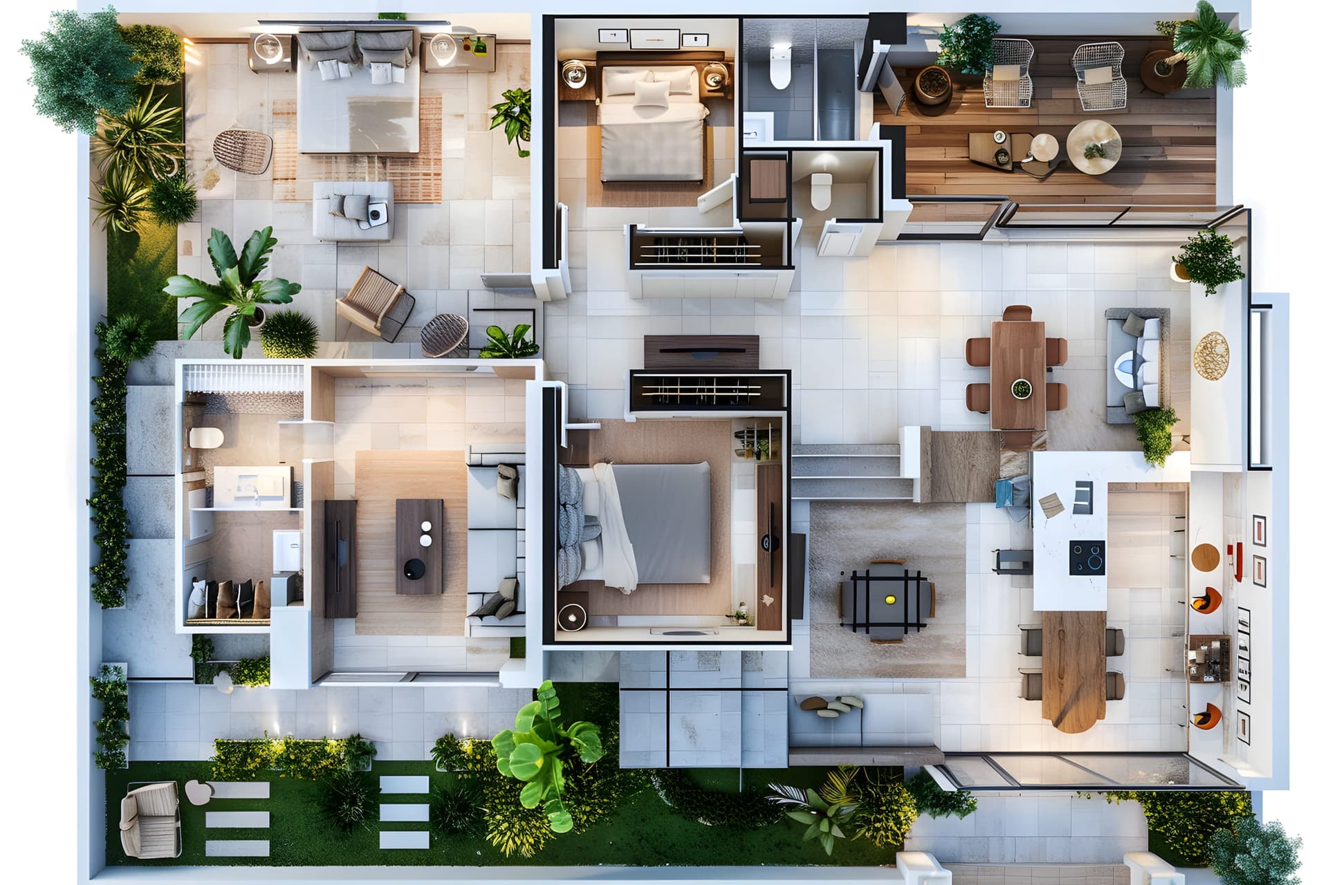 3D floor plan — tap a room
